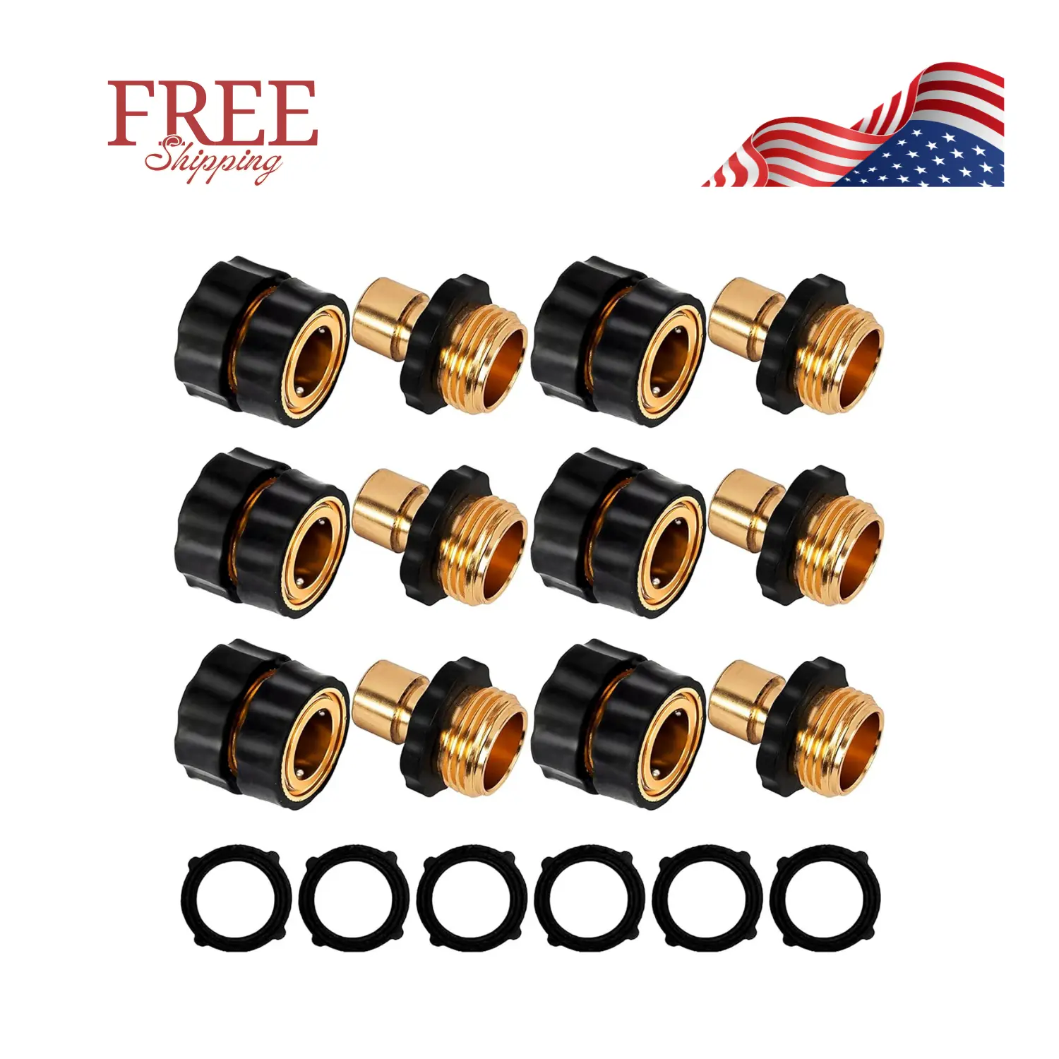 3/4 Inch Garden Hose Quick Connect 6 Set