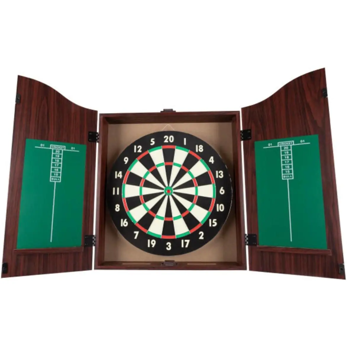 Dart Board Cabinet Set with 18-inch Dartboard, 6 Steel-Tip Darts, and Chalkboard Scoring for Game Rooms, Man Caves, and Home Bars by Trademark Poker| Comes with 6 Steel-Tip Darts and Chalkboard Scoring for Game Rooms, Man Caves, and Home Bars