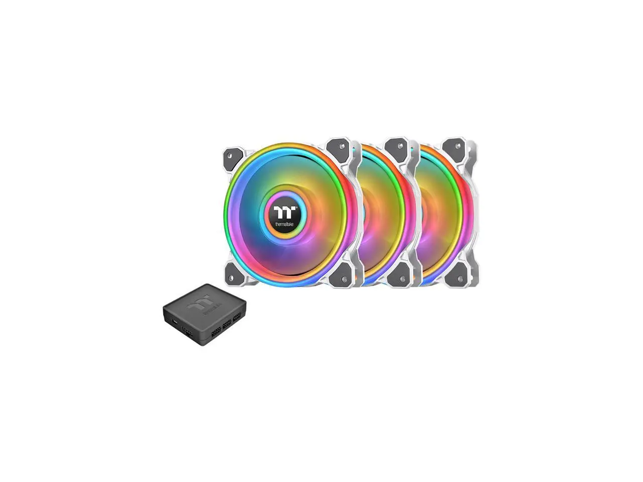 Thermaltake Riing Quad CL-F100-PL12SW-B RGB LED Radiator Fan White 3 Pack