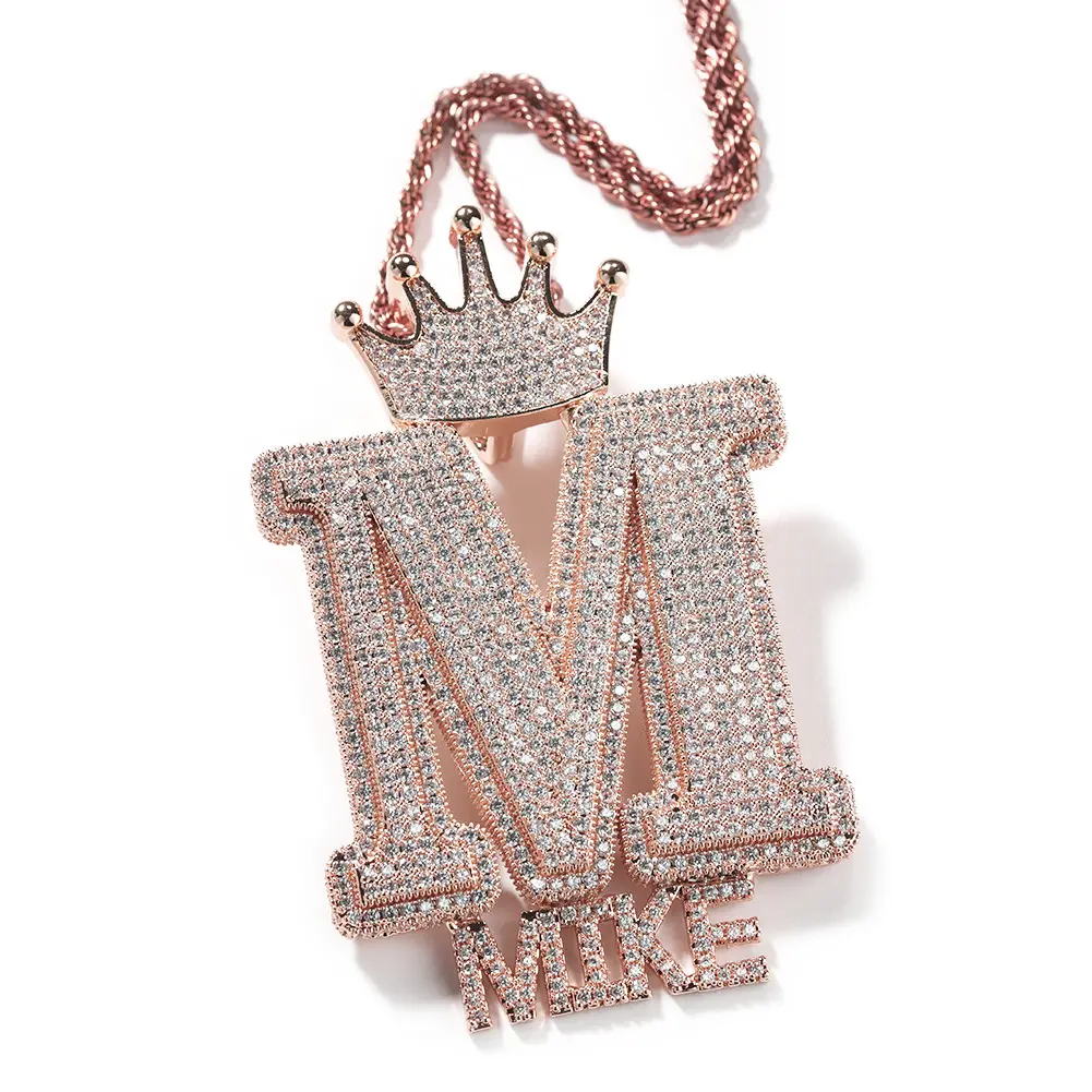 Crown Letter Pendant Necklace, Customizable Zircon Inlaid Copper Chain for Couples - Casual Birthday Gift Idea, Birthday Gift Ideas, Letter Shape, Long Length, Unisex Wear, Copper & Zircon, Business, Happy Birthday, Dual Material