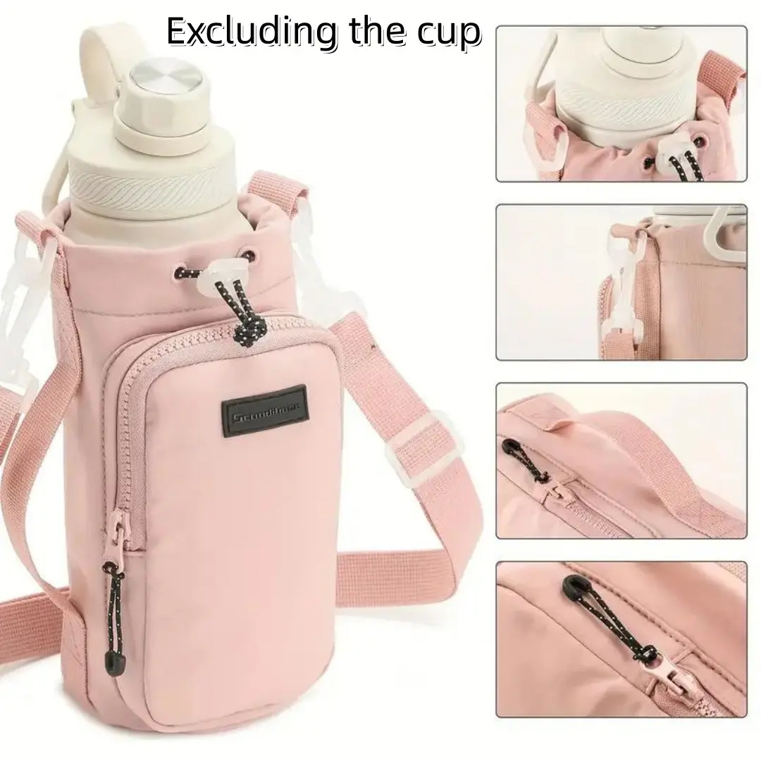 Water Bottle Holder Bag, 1 Count Lightweight Portable Outdoor Water Bottle Storage Bag with Adjustable Strap, Cute Storage Bag for Travel, Hiking, Camping, Drinkware, Drink Carrier