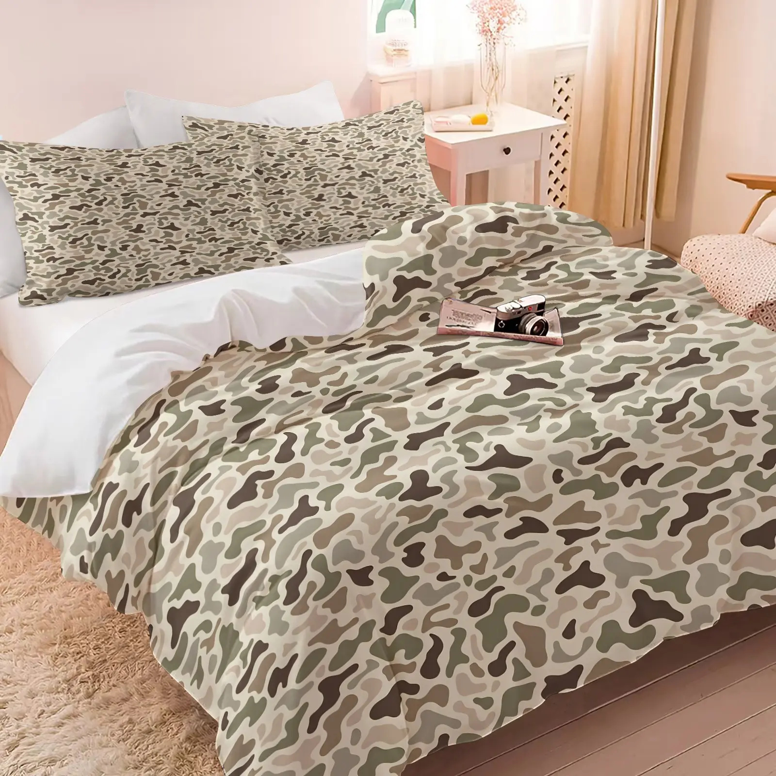 2/3Pcs Duck Camouflage Print Duvet Cover Set, No Filler Hunting Camo Pattern Bedding Set, Tactical Comforter Cover with Pillowcases, Perfect for Outdoor & Hunting Enthusiasts, Multiple Color Options Available