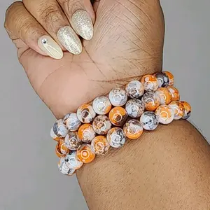 Orange and Black Double Marble Beaded Bracelet