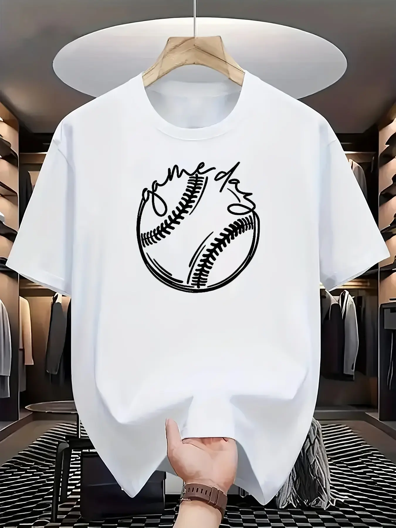 Lightweight And Breathable Short-Sleeve Top for Summer Sports Activities, Available in Sizes S-XXL, Suitable for All Seasons, Featuring a Fun Baseball Graphic Design, Made from Opaque Fabric