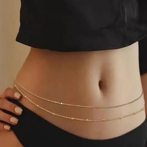 Women's Elegant Double Layer Adjustable Waist Chain, Exquisite Trendy Waist Chain, Chic Body Jewelry, Body Chain Accessory, Accessories for Party & Daily Decor for Girlfriend Gift