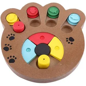 Wooden Dog Puzzle Toy Feeder (Paw Print Type)