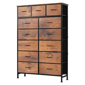 13-Drawer Fabric Storage Dresser, TV Cabinet with Sturdy Steel Frame and Wooden Top, for Bedroom Living Room Home Use