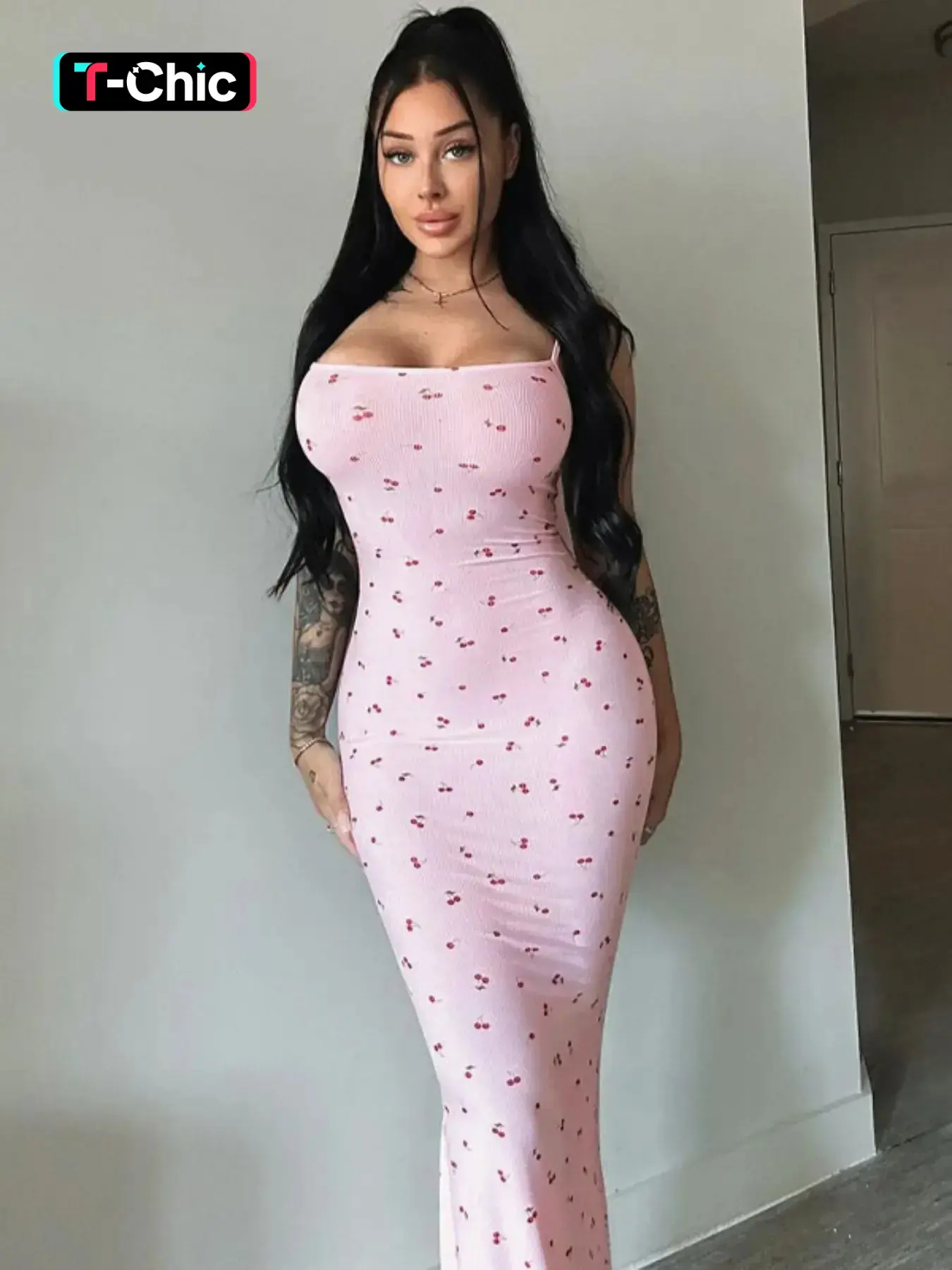 cherry print bodycon dress Cherry And Strawberry Print Bodycon Dress Peach | Dresses & Jumpsuits