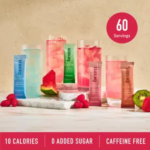 Beam Glow Superblend 4-Flavor Pack — 60 Total Servings for Women’s Hormone Balance, Skin, Hair & Nail Support (Blue Raspberry, Strawberry Kiwi, Raspberry, Watermelon, 10 Calories per Serving)