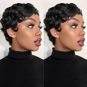 Trendy Glueless Short Curly Pixie Wig Soft Natural Looking Hair Wig For Daily Outdoor Dating Casual Gathering Weekend Hangout Daily Social Use