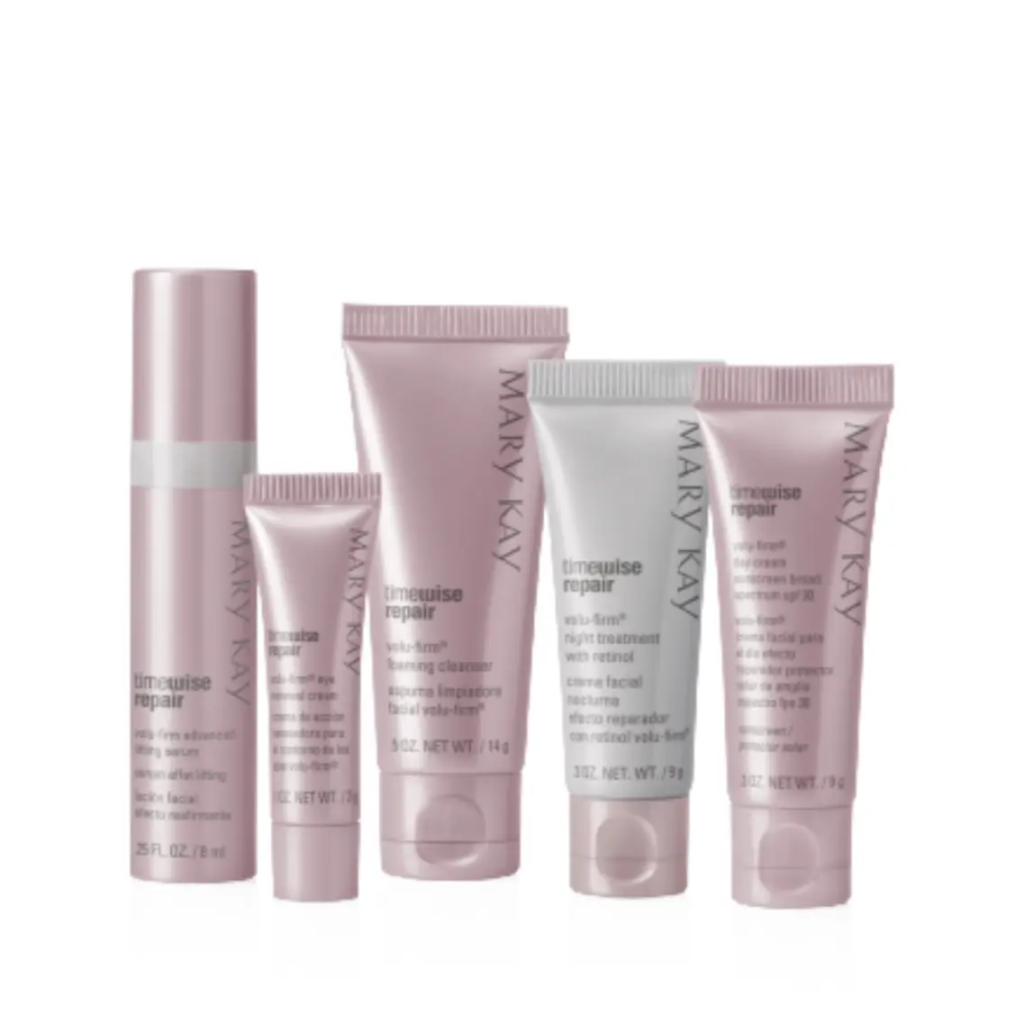 TimeWise Repair Volu-Firm The Go Set travel size Cleanser Cream Day Cream Foaming Retinol Serum Sunscreen