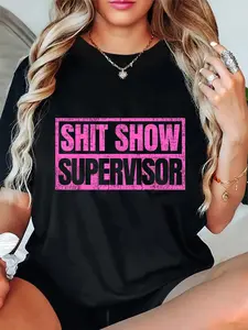 100% Cotton Unisex Classic Vintage Retro Pink Shit Show Supervisor T-Shirt