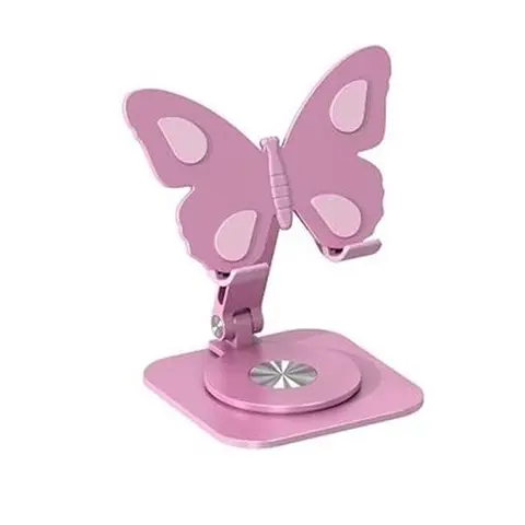 2026 New Butterfly-Shaped Rust-Resist Aluminium Alloy Cellphone Mount, 360° Swivel View Spin & Call Rotation Folding Stand, Adjustable Anti-Slip Base Portable Cradle Desk Accessory for Office Hands-Free Mobile Viewing