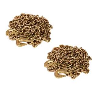 Aain 2 Pack G80 Trailer Safety Chains 5/16 Inch x 20 FT Transport Binder Chain with G70 Clevis Grab Hooks Logging Chain for Load Tie-Down, Trailer, Flatbed Binding Chain-4,900 lbs Safe Working Load