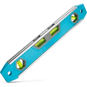 12-Inch Torpedo Level,  Leveler Tool with 0?/45?/90? Bubbles & Five-Line Grade Vial, V-, Large Viewing Windows,  Reinforced,  Hole for DIY and Household Projects