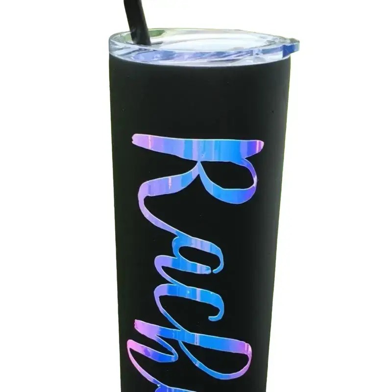 Tumblr Custom Name Vinyl Tumbler with Holographic Design and Straw for Personalized Use