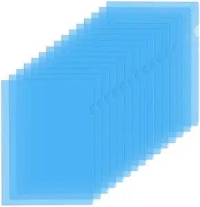 15 Packs Clear Document Folders fits Standard 8.5"x11" and A4 Sheets, L-Type Clear Plastic Folders for Protection and Storage, Document Sleeves Suitable for School and OfficeBlue