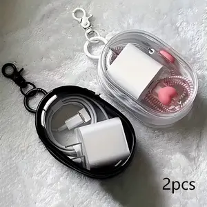 2pcs Portable Transparent Storage Pouches, Zipper with Hook, Travel Organizer Pouch, Ideal for Charging Cables, Wallet, Earphones, Lipstick, Small Items