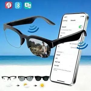 Ai APP Translation Bluetooth-compatible Smart Glasses, Multifunctional Smart Glasses, with 137 languages, color changing lenses, sweat proof, clear headphones and speakers, suitable for travel, navigation, outdoor, conference, business and other scenes