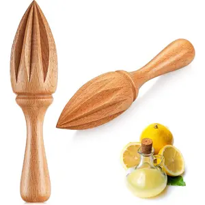 2 Pcs Wooden Citrus Reamer Lemon Hand Juicer Beech Wood Handheld Citrus Juicer Easy to Hold Kitchen Juicing Tool Manual Orange Lime Lemon Juice Reamer Extractor for Daily Home Bar Cafe Restaurant Use