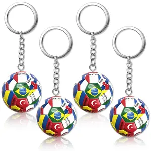 4PCS  2026 World Cup Soccer Keychain 2026 Football Ball Key Chain with National Flags,World Cup Soccer Gifts & Accessories for Men Sports Merchandise 2026 Backpack Charm Daily Use