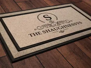 Monogram custom family last name doormat welcome mat - Personalized wedding housewarming gift