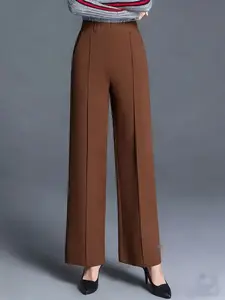 Elastic Waist Flowy Women's Pants, Straight Leg Casual Everyday Commuter Pants, Comfortable Versatile Basic New Arrival for Spring Summer
