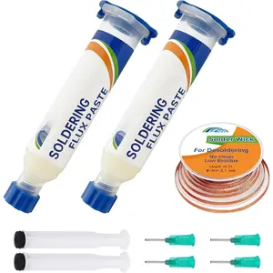 No Clean Soldering Flux Paste & Solder Wick, Solder Flux for Electronics Soldering (2x10cc), Solder Removal Kit for Desoldering