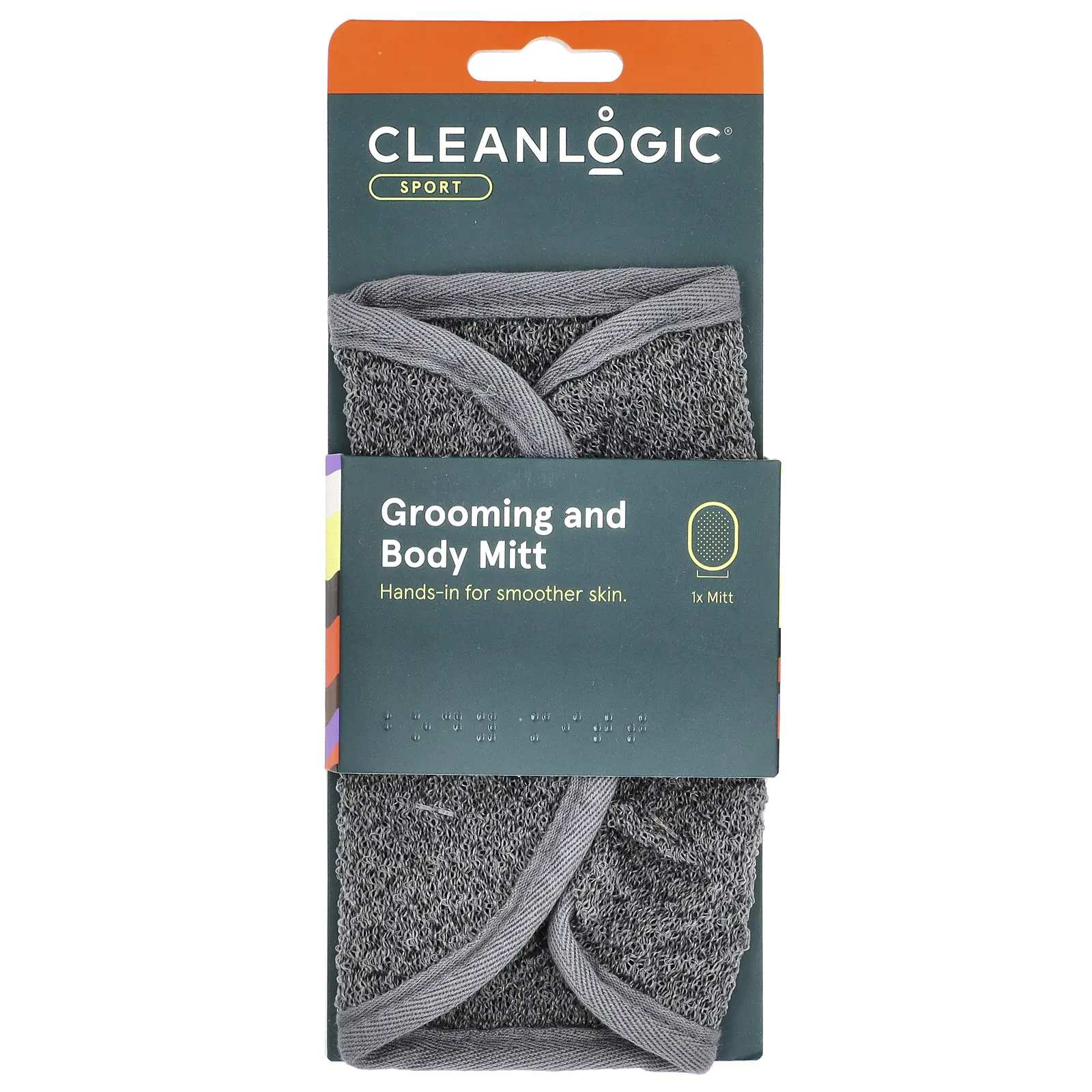 Cleanlogic Sport, Grooming and Body Mitt, Gray, 1 Count