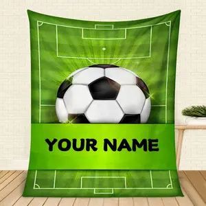 Personalized Name Custom Football Field Flannel Printed Blanket, Throw Blanket, Nap Blanket, Suitable for Sofa, Bed, Office, and Camping, Gift, Perfect Gift for Family and Friends