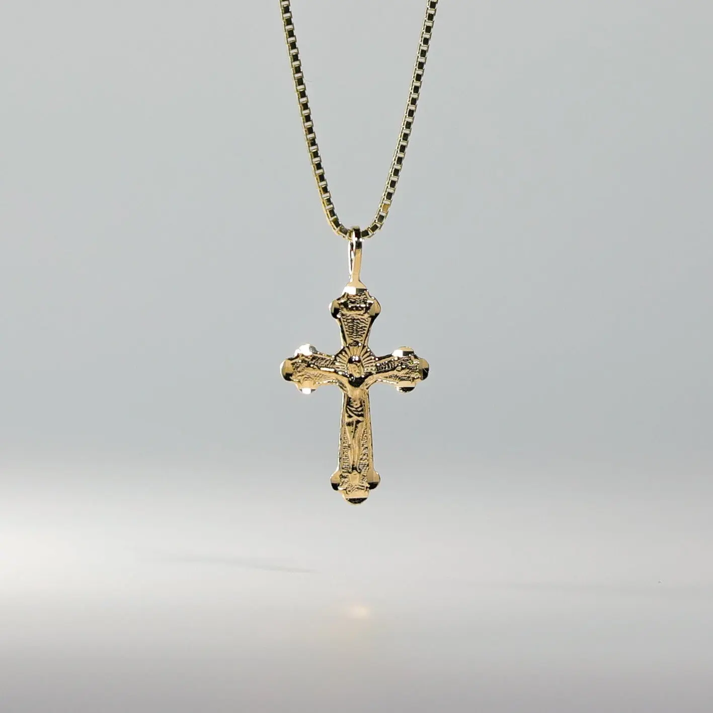 14K Gold Dainty Crucifix Cross Pendant - Model 2200