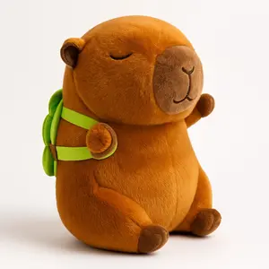 Capybara plush toy with adorable turtle backpack – soft, cuddly stuffed animal perfect for kids, collectors, or gifting on any occasion