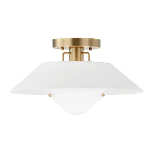Otto 1 Light Flush Mount Ceiling Light with Iron/Steel Frame and Soft White Glass Shade for Contemporary Spaces