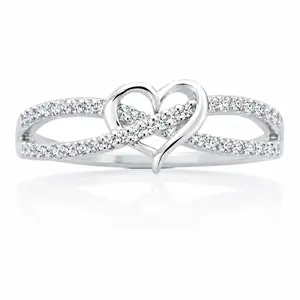Heart Infinity Ring Silver Gold Tone Sparkling Elegant Lightweight Comfortable Versatile Feminine Jewelry for Women Girls Daily Wear Gift Idea Perfect Accessory