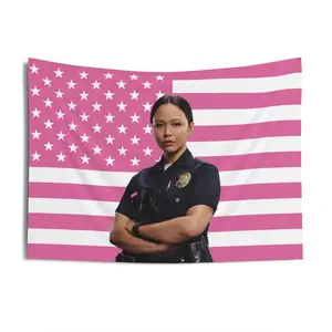 Lucy Chen The Rookie Pink American Flags For Wall Decor, Indoor Wall Tapestries, Room Decor, One Side Polyester Wall Flag