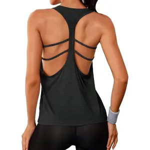 Women's Activewear Cut Out Back Workout Tank Top Sleeveless Athletic Yoga Tops