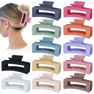 Medium 3.5 Inch Colorful Hairpins Square Jaw Claw Clips Suitable for Thick & Sparse Hair Hair Accessories for Women and Girls