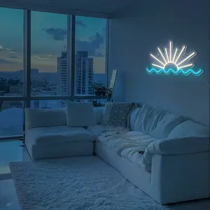 Dimmable Ocean Sun Sunrise Sunset Neon Sign - LED Modern Artistic Novelty Lighting for Bedroom, Living Room, Home & Event Decor (Man Cave, Wedding, Party, Bar Compatible)