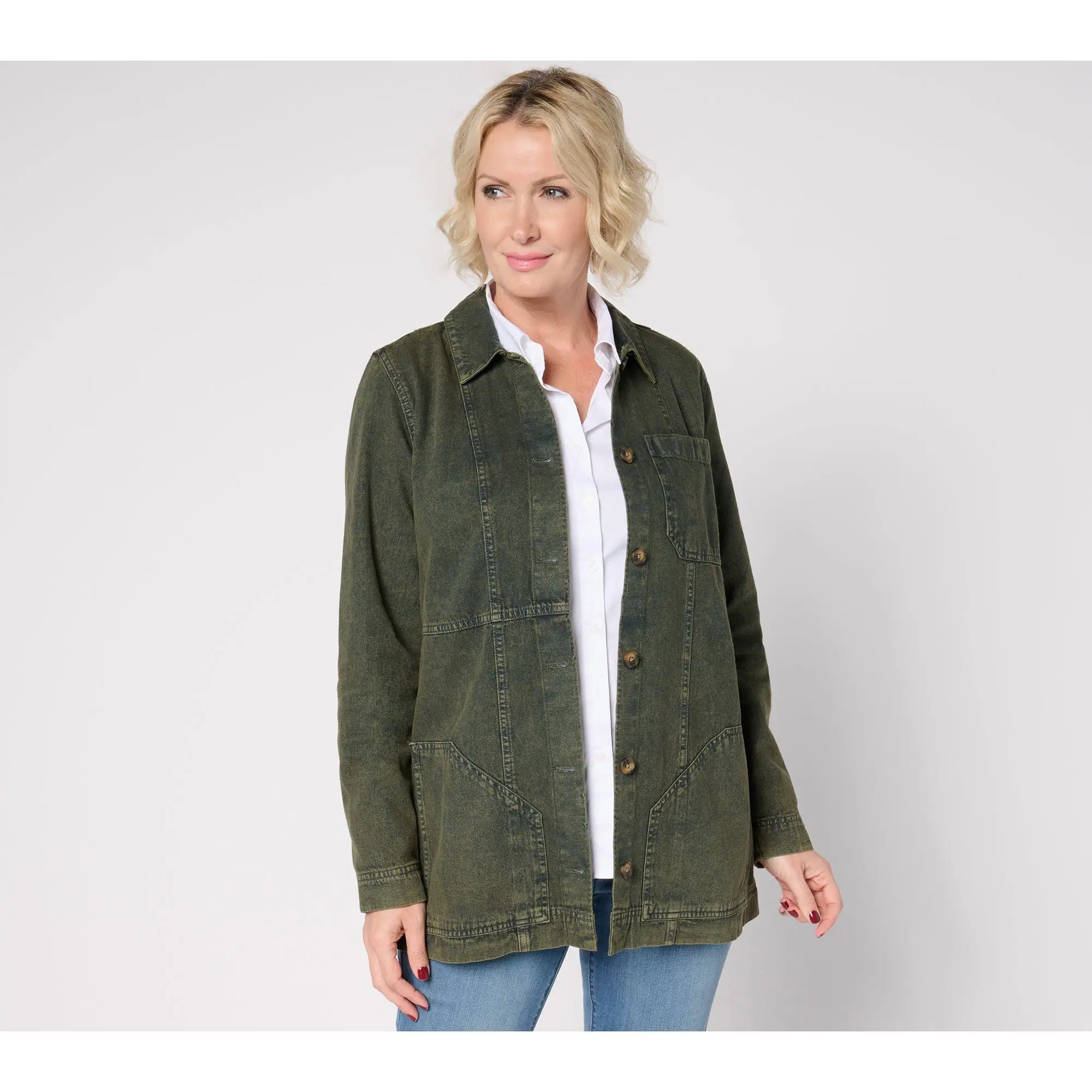 Joan Rivers Denim Shirt Jacket with Seaming Details