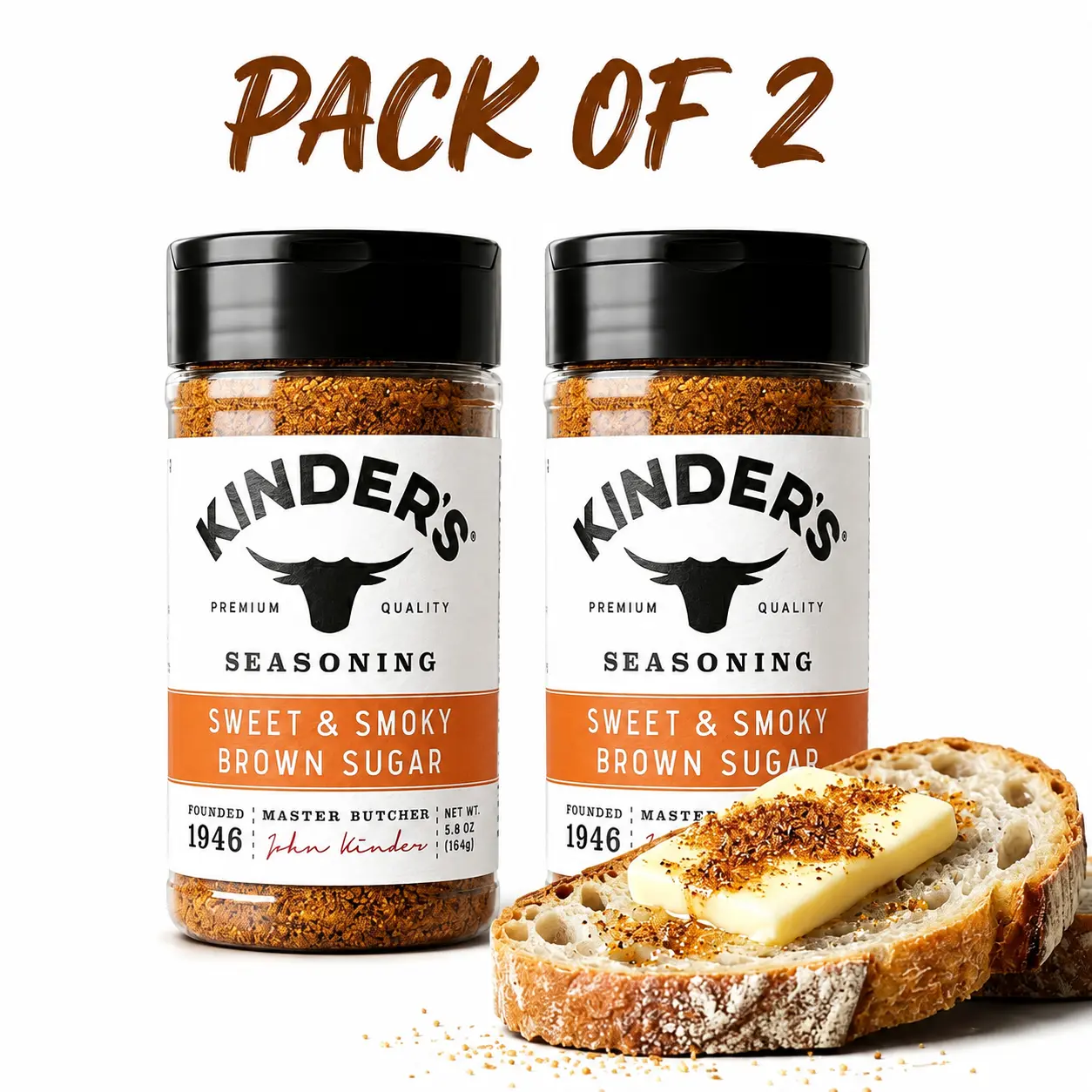 Kinder's Sweet & Smoky Brown Sugar Seasoning - Pack of 2 - Premium Quality - Founded 1946 - Master Butcher - 1.5 oz
