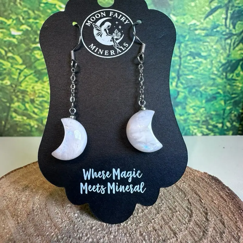 Beautiful moonstone moon earrings