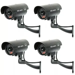 4 Pack IR Bullet Dummy Fake Surveillance Security Camera CCTV with Record Light