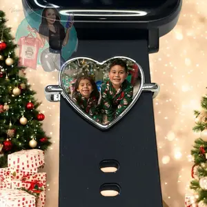 Personalized Heart Watch Charm with Custom Picture - Available in Silver Gold & Rose Gold