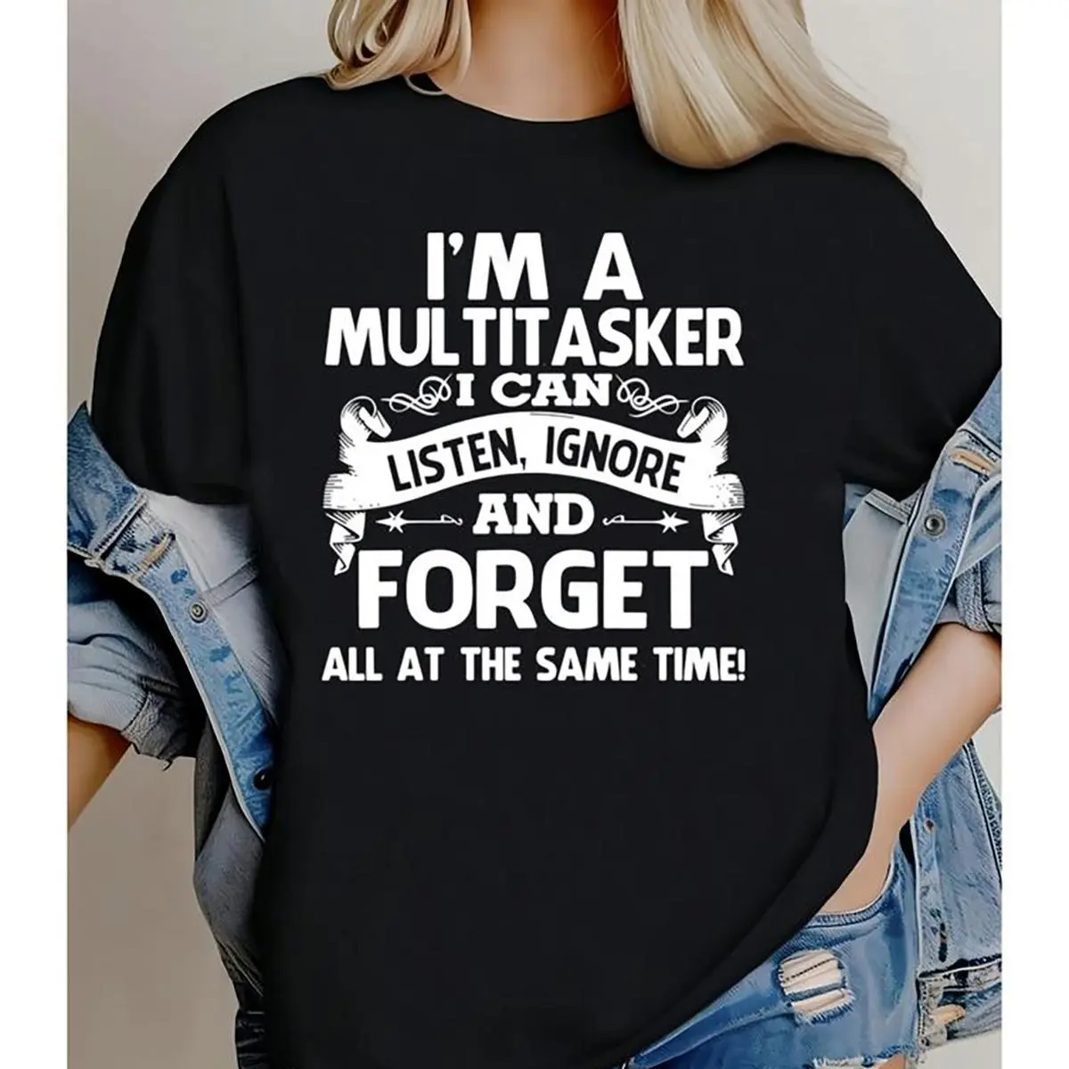 T-Shirt With Bold Retro I'M A MULTITASKER Design Made In USA For Women For Men [LunarLoop 180G/230G 100% cotton short-sleeve/hoodie, soft and comfortable]