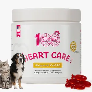 X100BEST Pet Heart Supplement for Dogs & Cats – Cardiac Support with Patented Reduced CoQ10, Taurine, Omega-3 Fish Oil Senior Myocardial Nutrition & Energy Support Promotes Blood Circulation –100 gels
