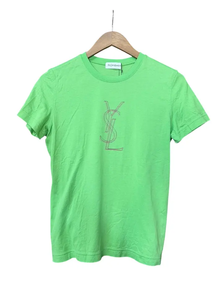 Pre-owned YSL Vintage Green Multi Logo Baby Tee