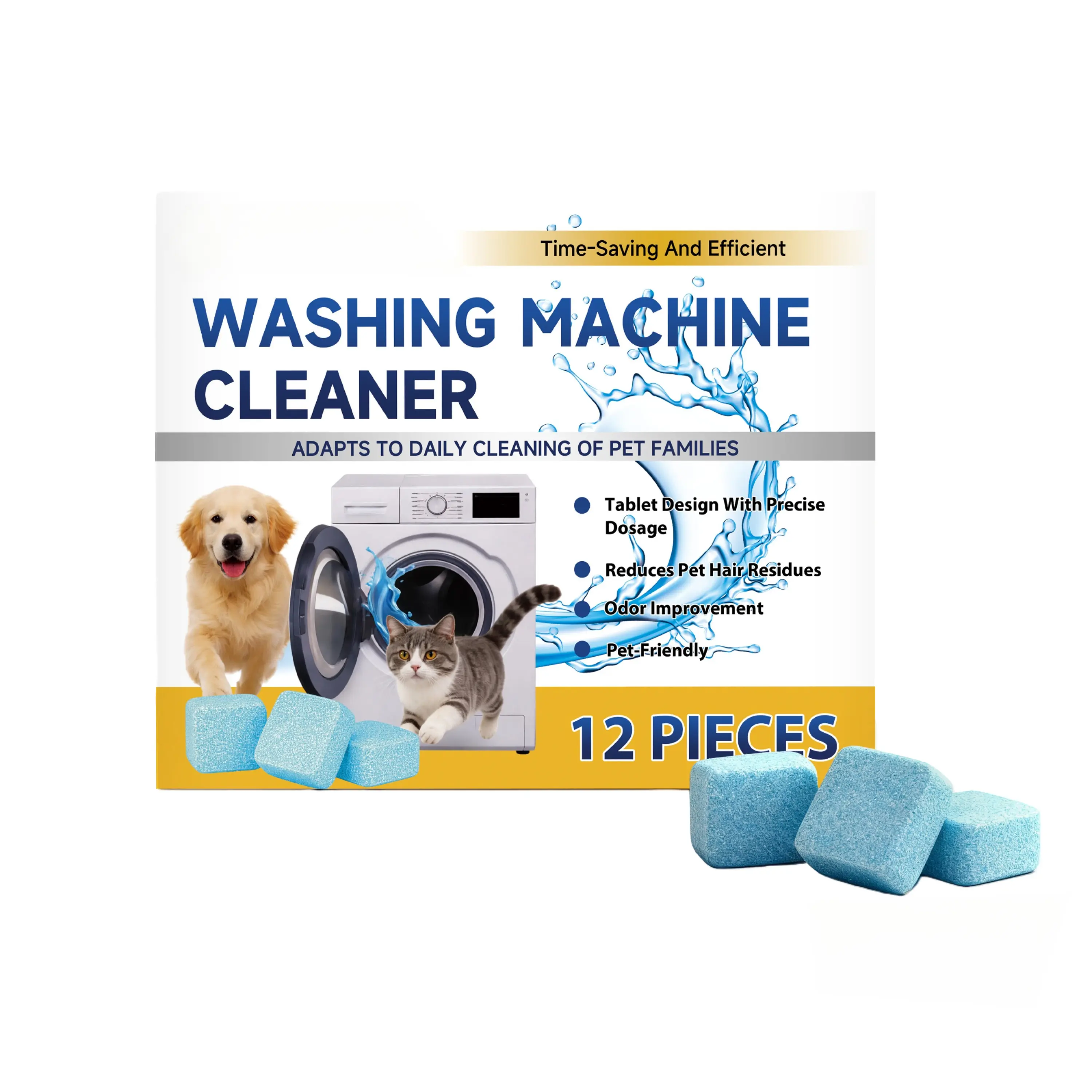 Eco-Friendly Washing Machine Cleaner, Deep Clean Washer Essential Cleaning Products, Non Dismantling Cleaner Powerful Cleaning Solution for Pet Odors & Hair Build-Up, Summervibes