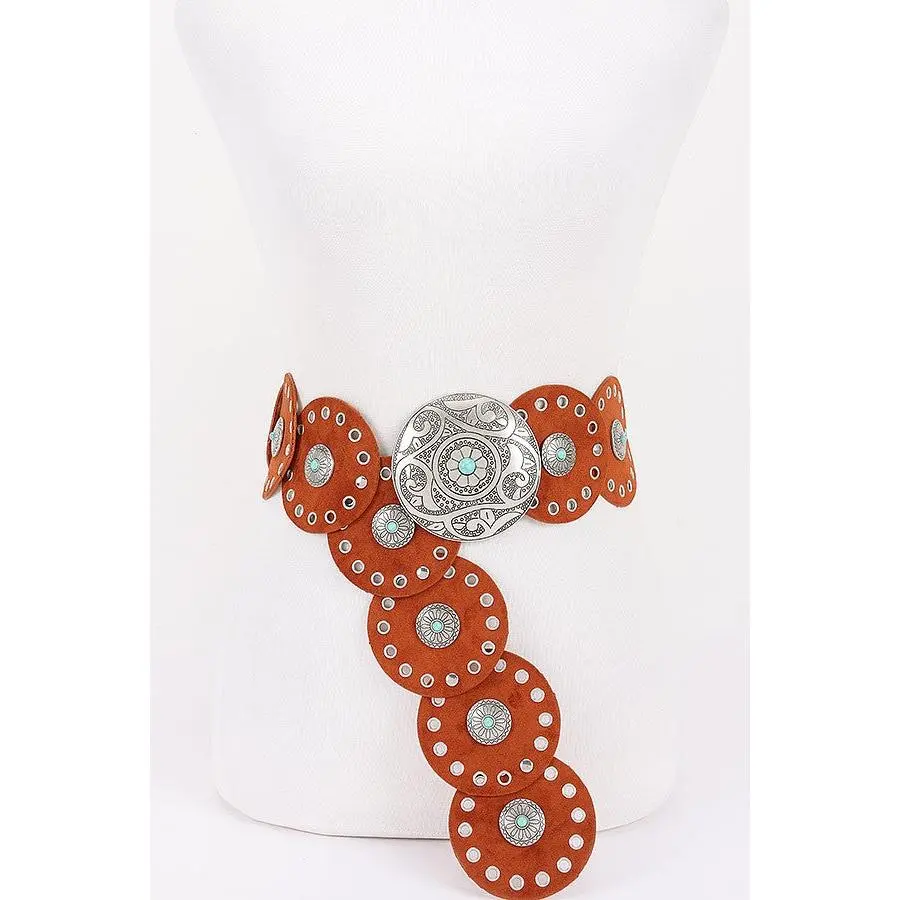 Faux Suede Disc Plus Size Belt