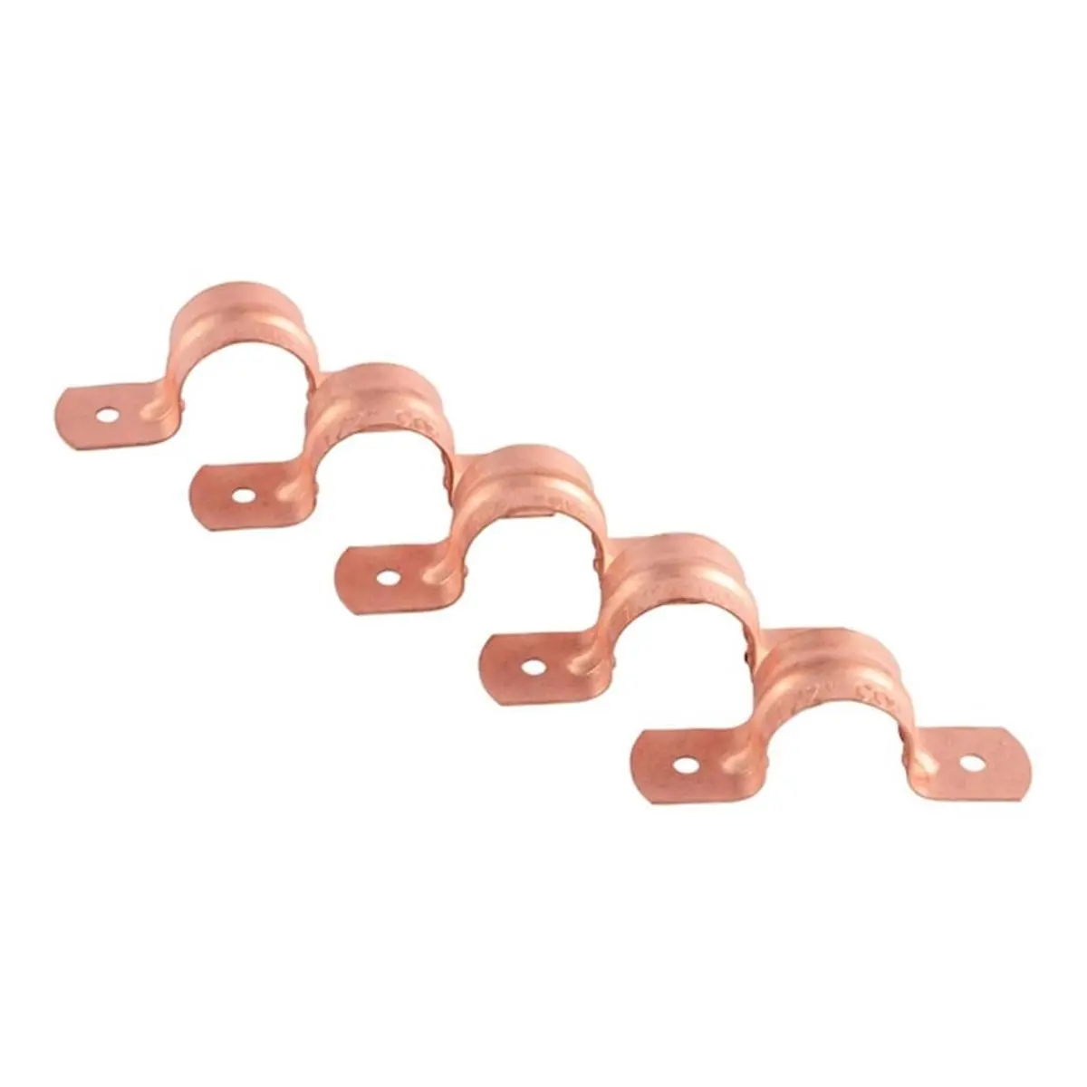 Holdrite Copper-Plated 0.5 In. 2-Hole Steel Strap Pipe Support, Secures CTS Tubes, Residential Use, Pack of 5 Pipe Straps