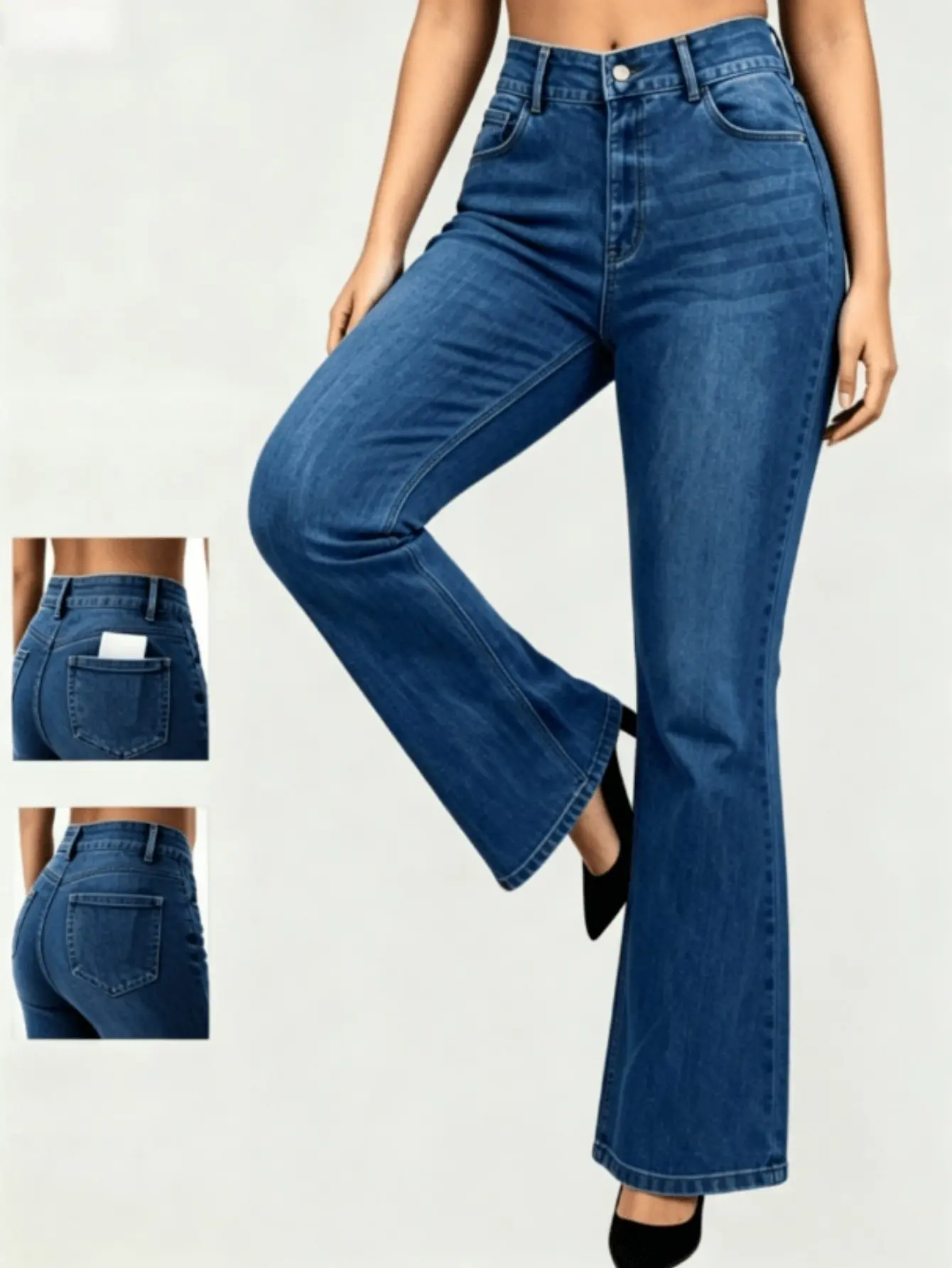 【Plus size】 Magic high Rise Jeans Stretchy bell-bottoms for Women Distressed PantsWomenswear Bottom WH53